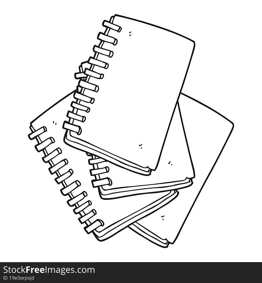 freehand drawn black and white cartoon note book