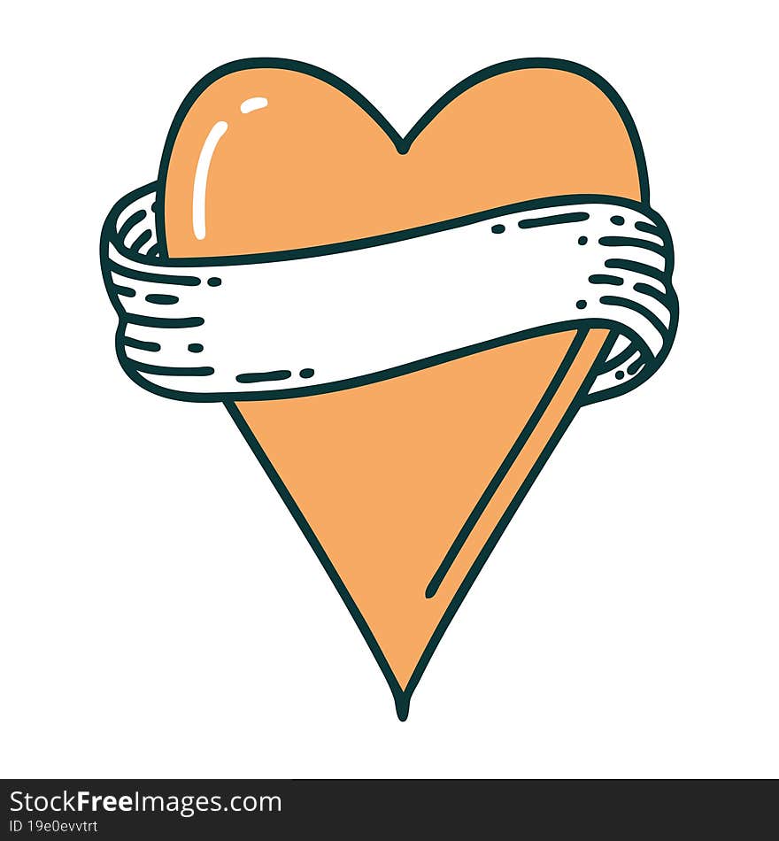 iconic tattoo style image of a heart and banner. iconic tattoo style image of a heart and banner