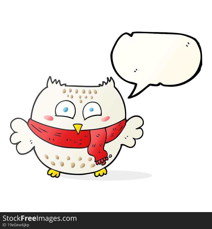 freehand drawn speech bubble cartoon owl