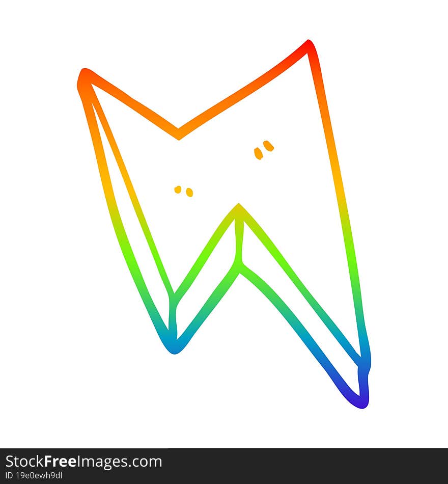 rainbow gradient line drawing of a cartoon thunder bolts