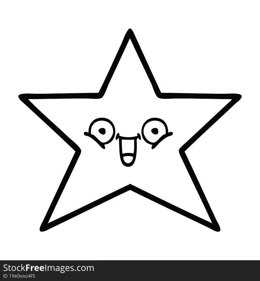 line drawing cartoon gold star