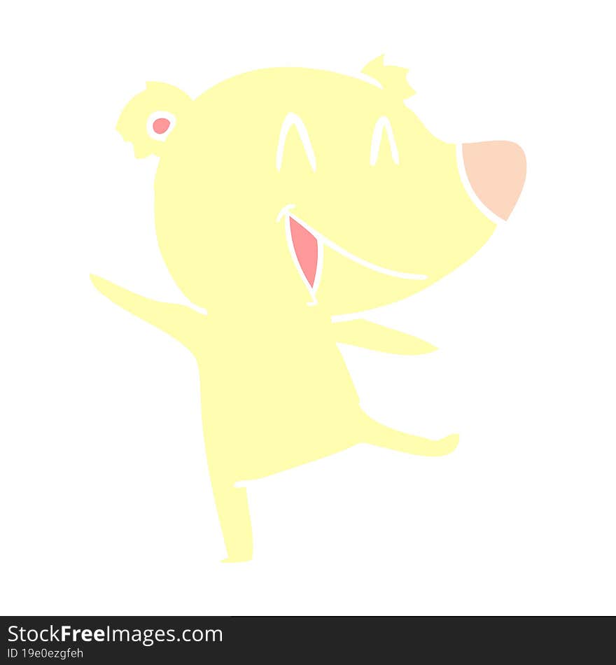 Laughing Bear Flat Color Style Cartoon