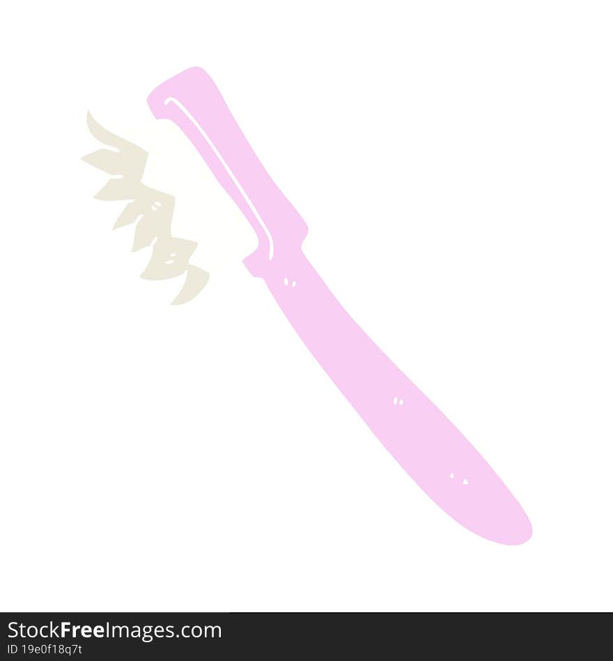 Flat Color Illustration Of A Cartoon Toothbrush