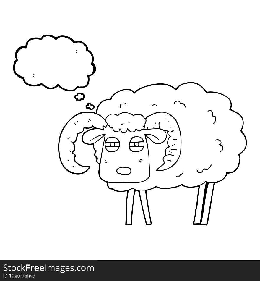 thought bubble cartoon ram covered in mud