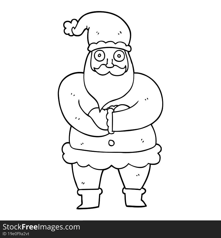 line drawing cartoon santa