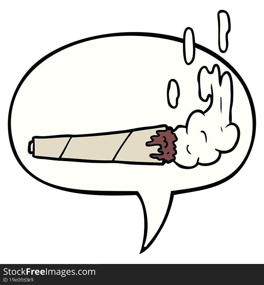 cartoon marijuiana joint and speech bubble