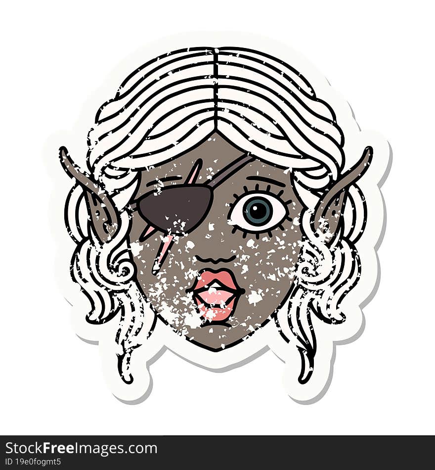 Retro Tattoo Style elf rogue character face. Retro Tattoo Style elf rogue character face