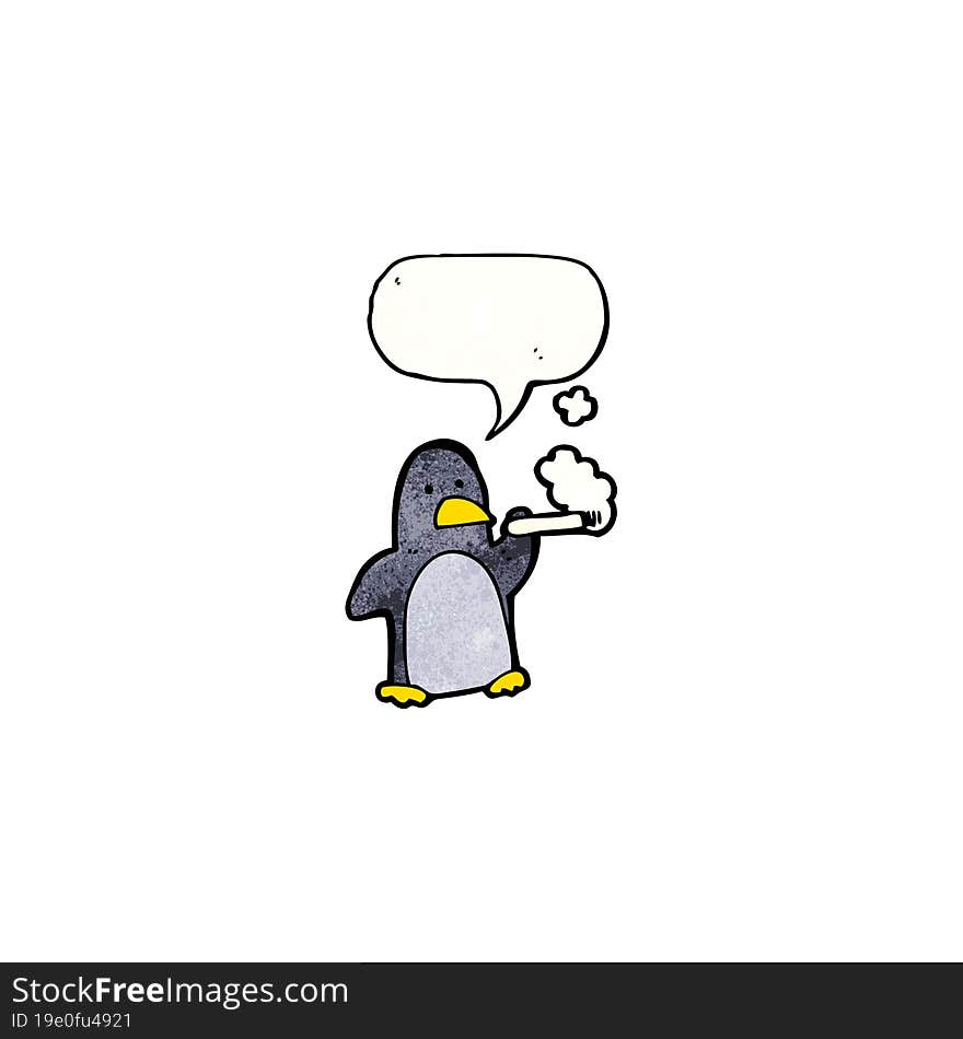 Cartoon Penguin Smoking Cigarette