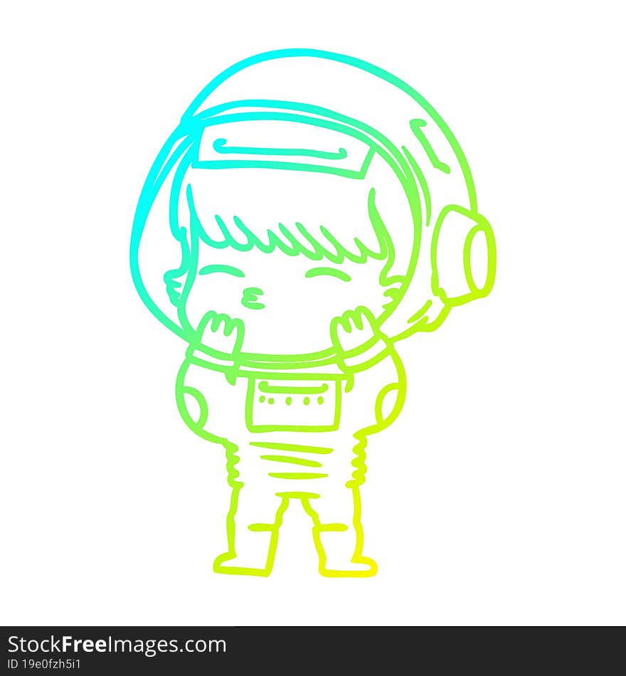 cold gradient line drawing cartoon curious astronaut