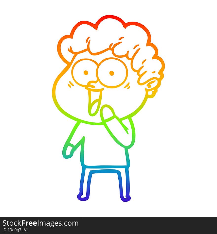 rainbow gradient line drawing cartoon happy man