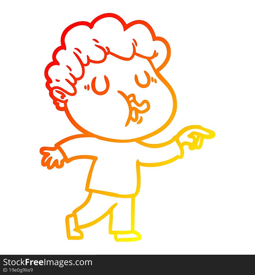 Warm Gradient Line Drawing Cartoon Man Singing