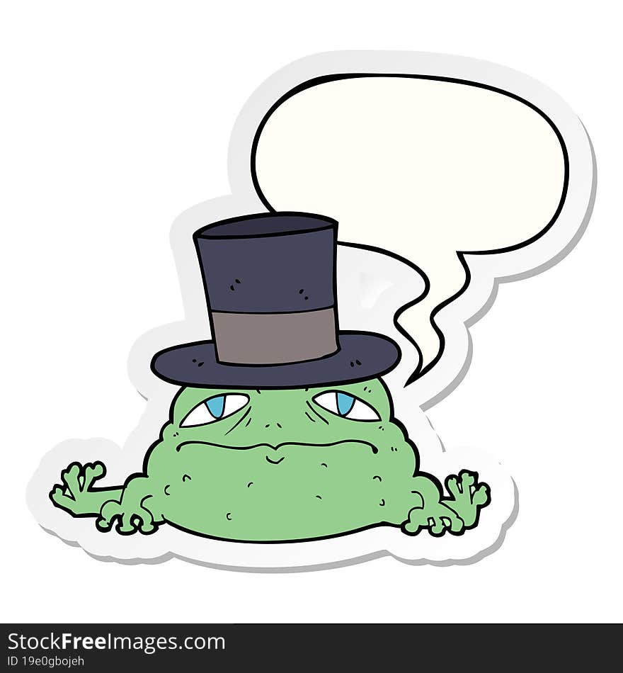 cartoon rich toad and speech bubble sticker