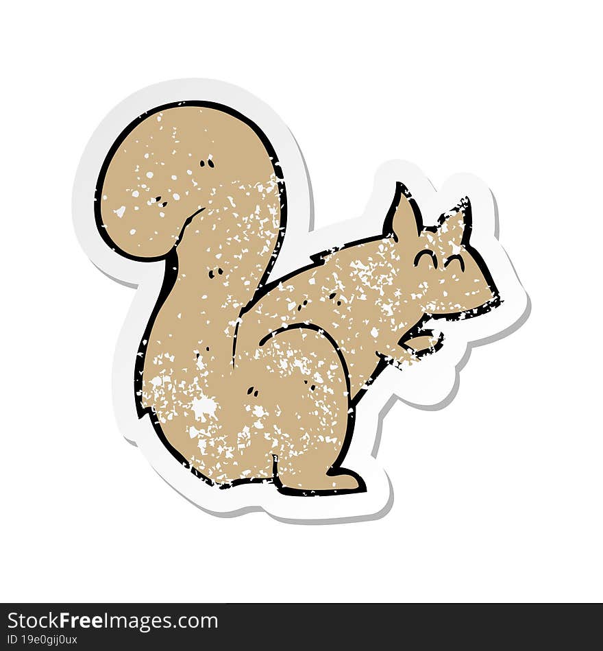 retro distressed sticker of a cartoon squirrel