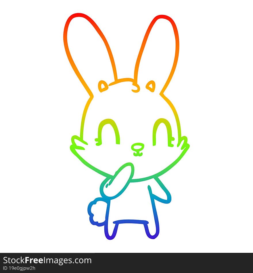 Rainbow Gradient Line Drawing Cute Cartoon Rabbit