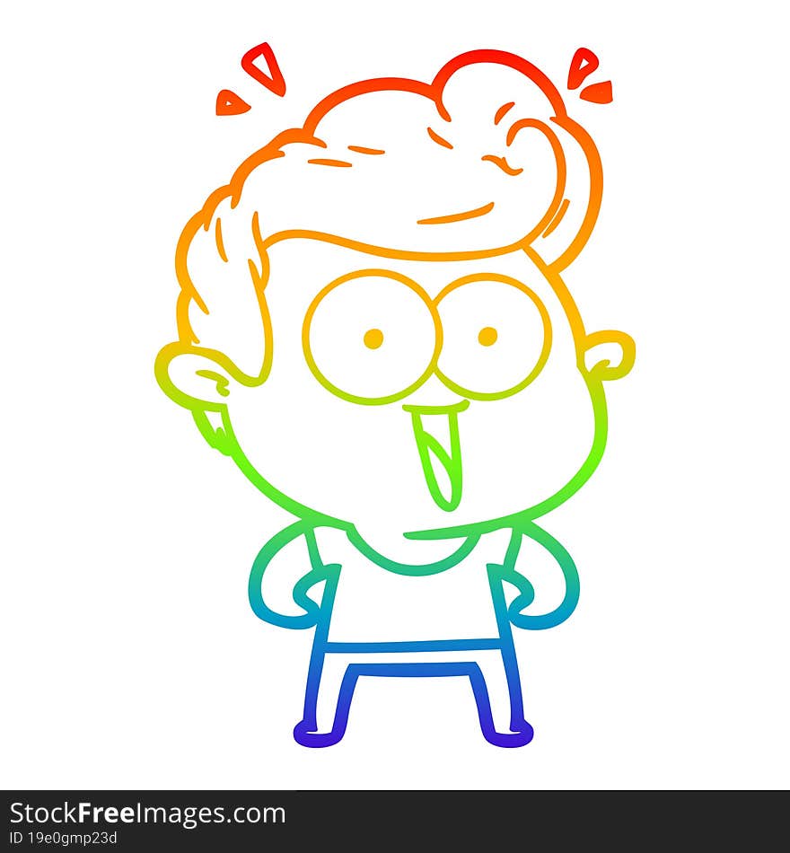 rainbow gradient line drawing cartoon excited man