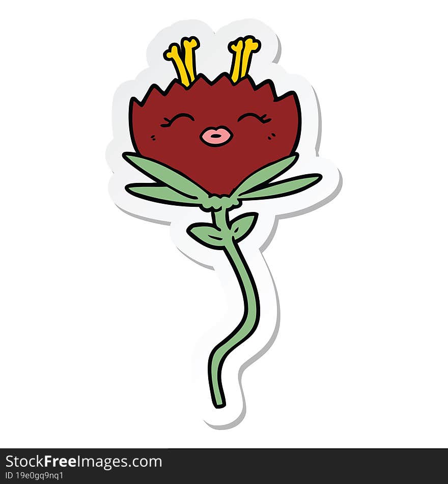 sticker of a happy cartoon flower