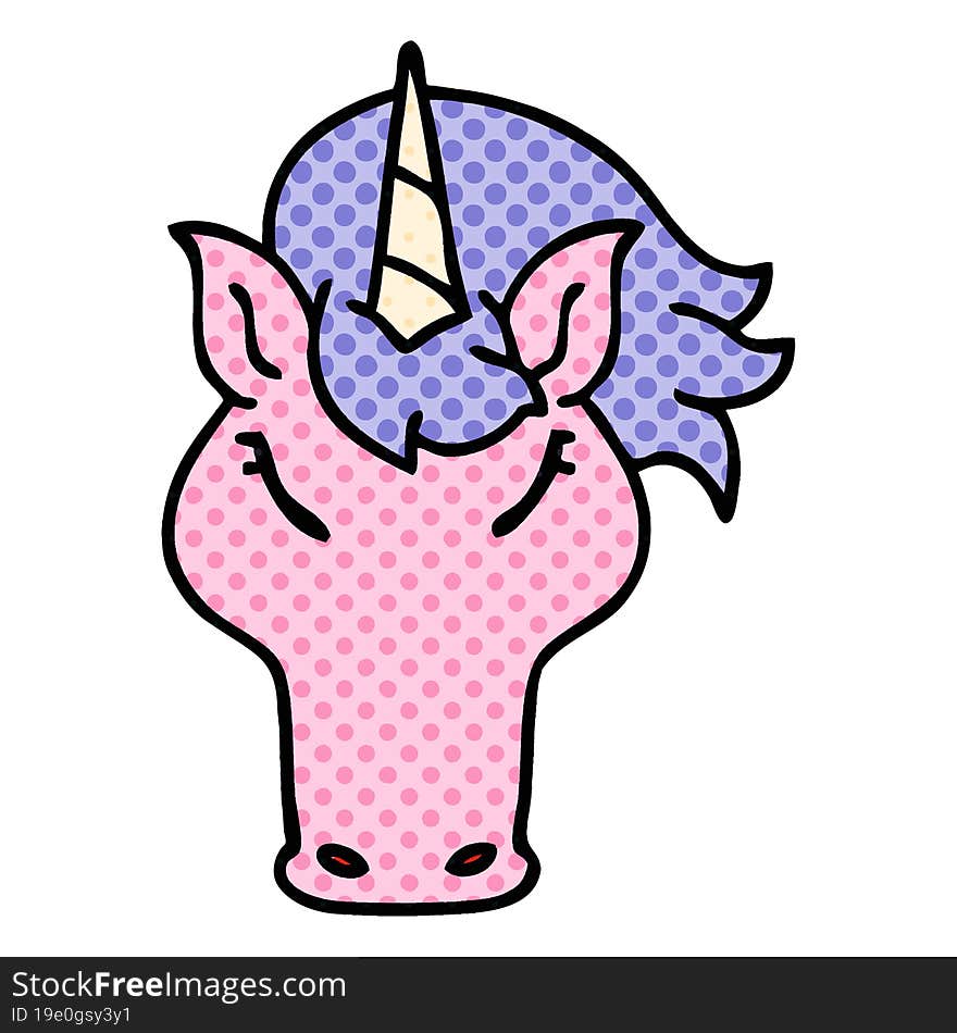 Quirky Comic Book Style Cartoon Unicorn