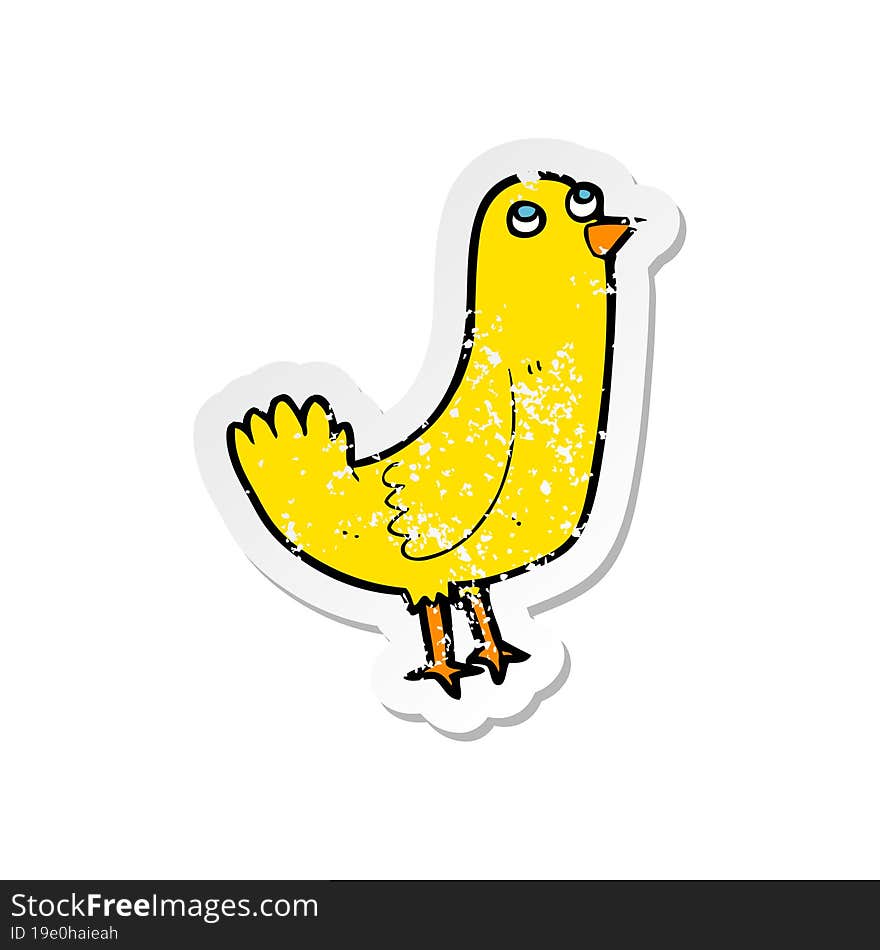 Retro Distressed Sticker Of A Cartoon Bird