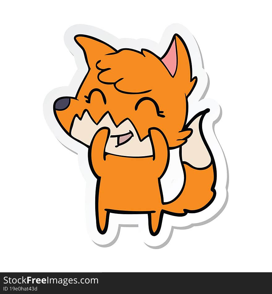 sticker of a happy cartoon fox