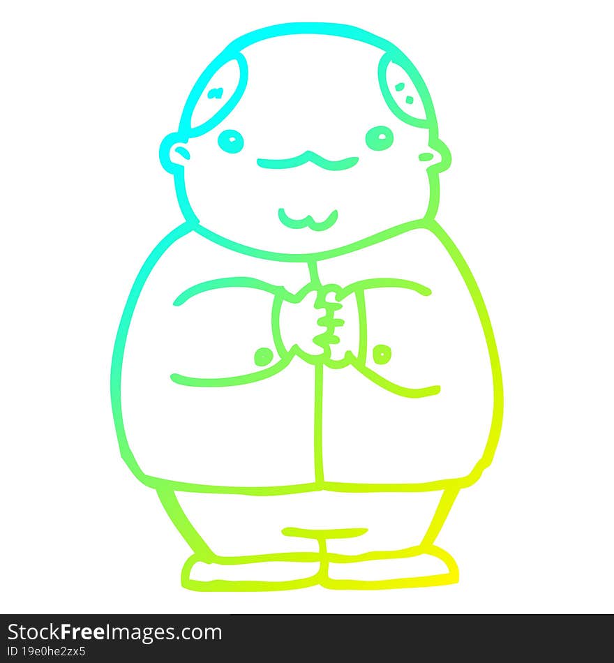 cold gradient line drawing of a cartoon balding man