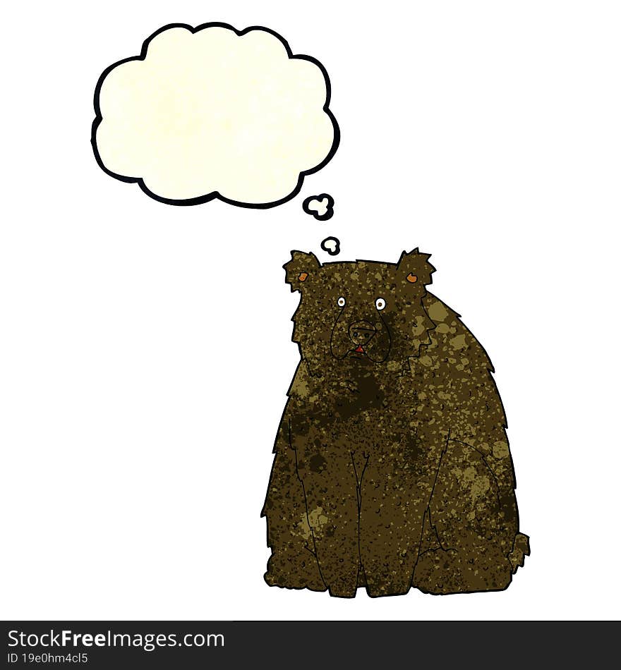 cartoon funny black bear with thought bubble