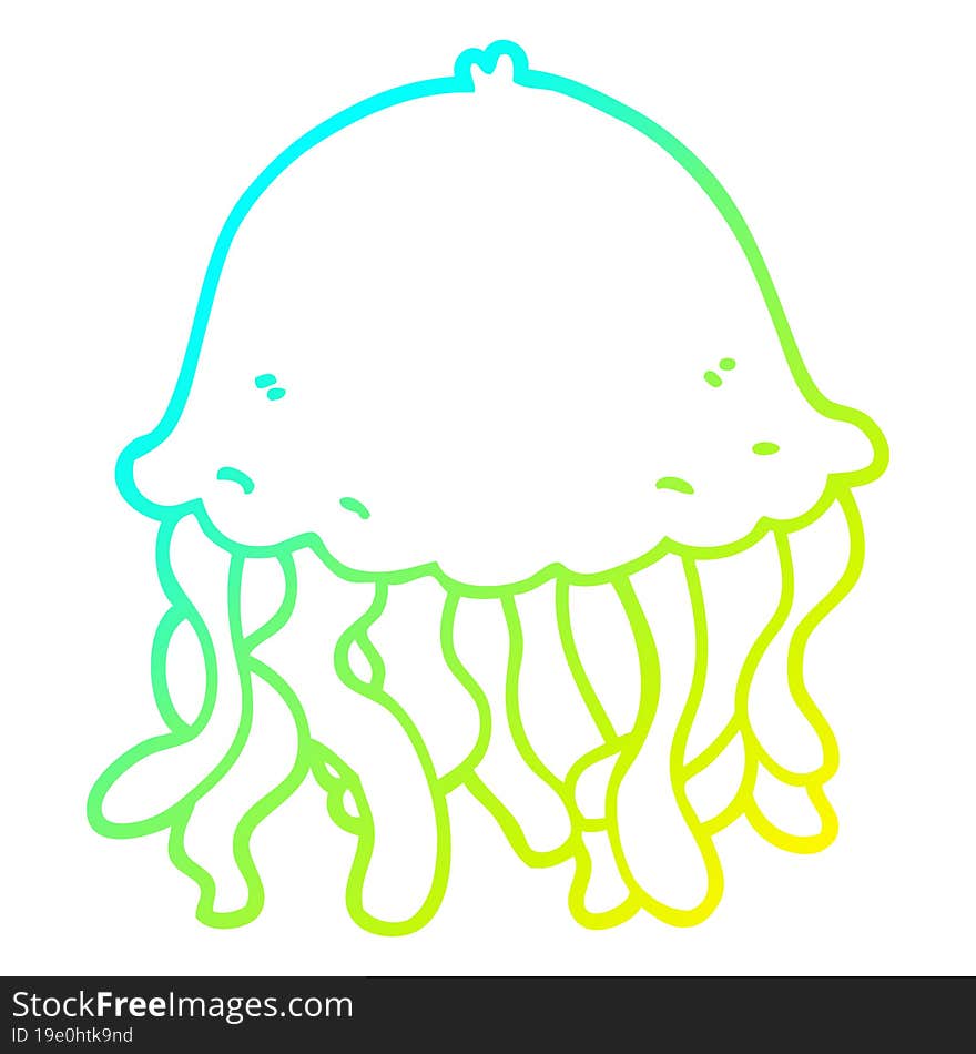 cold gradient line drawing cartoon jellyfish