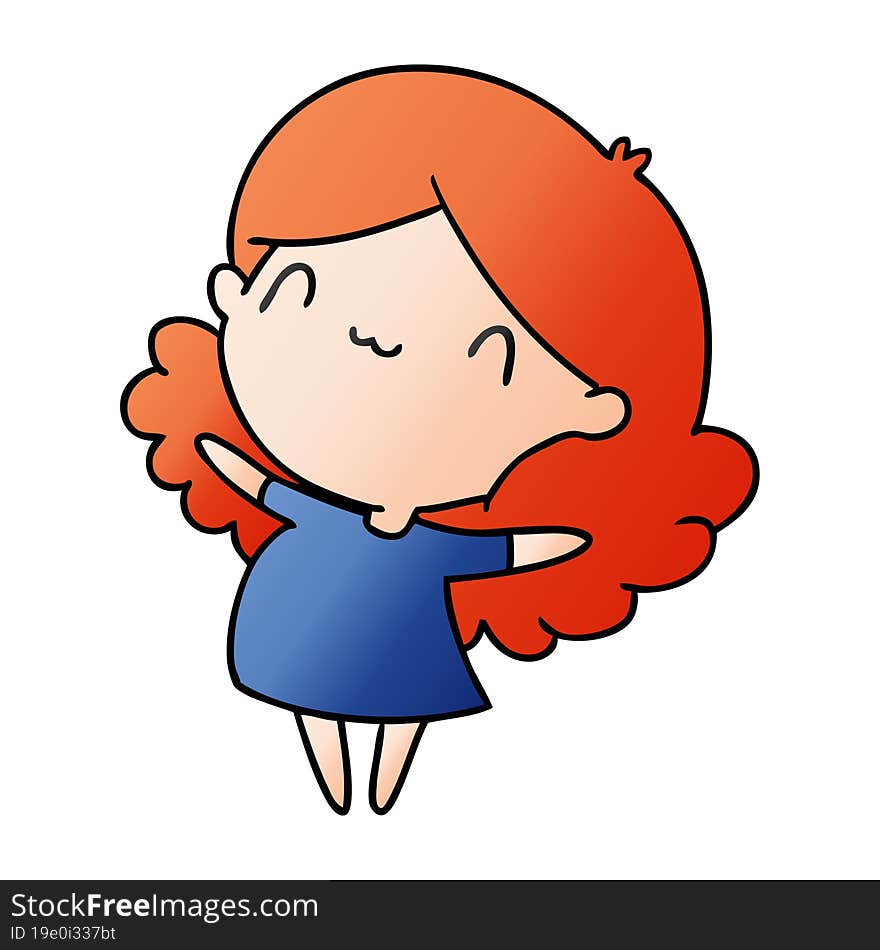 gradient cartoon illustration of a cute kawaii girl. gradient cartoon illustration of a cute kawaii girl