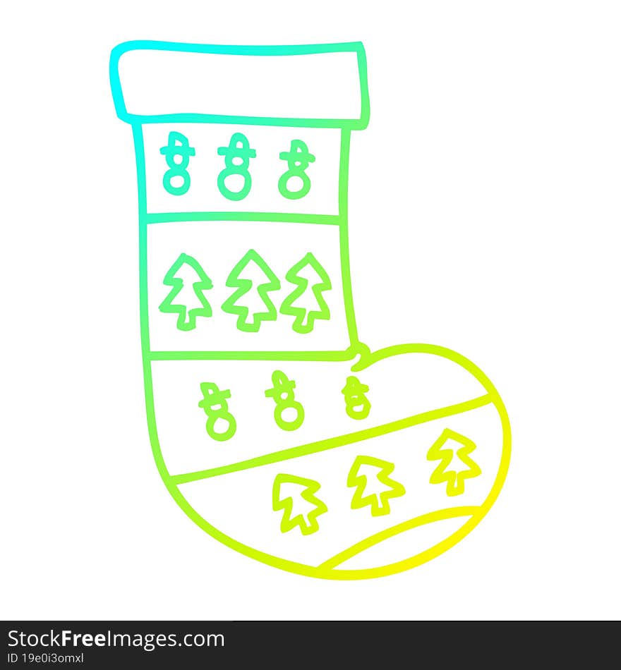 cold gradient line drawing cartoon christmas stockings