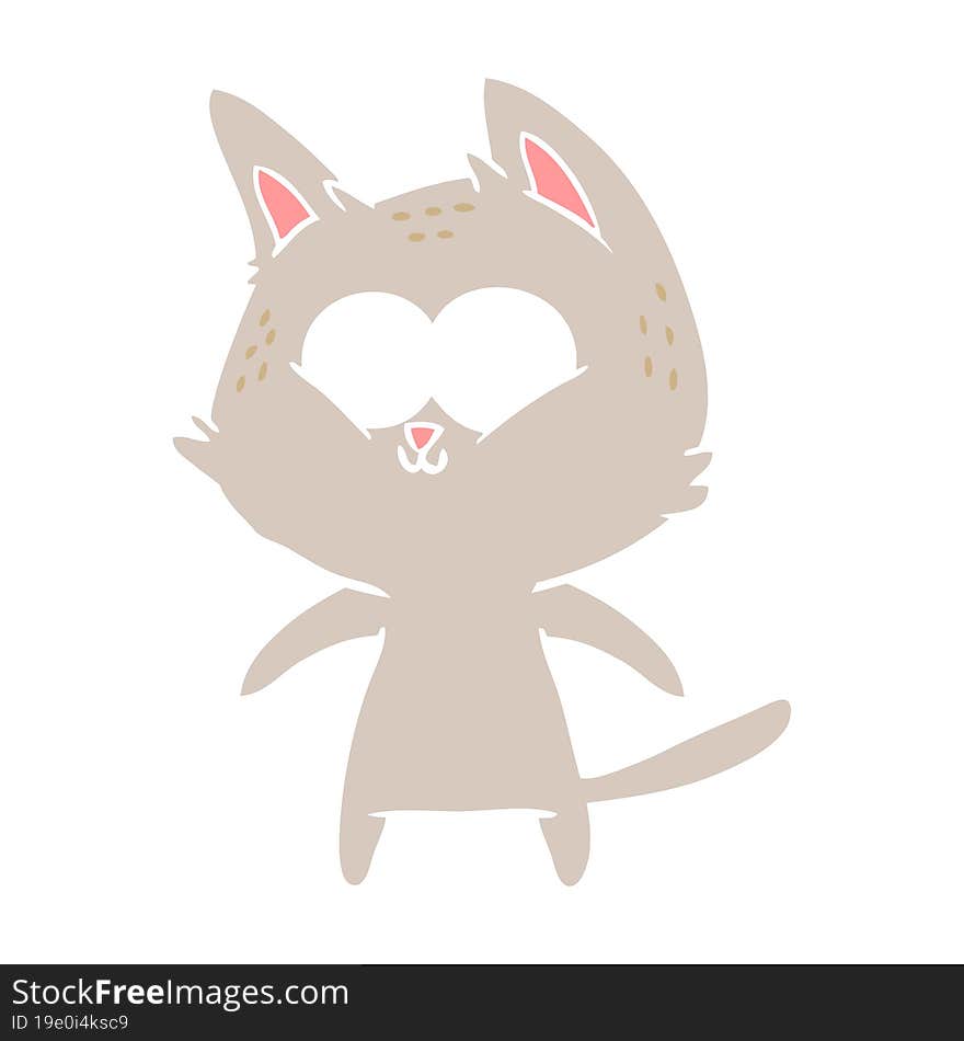 happy flat color style cartoon cat