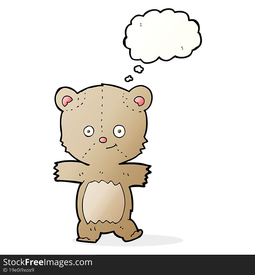 cartoon teddy bear with thought bubble