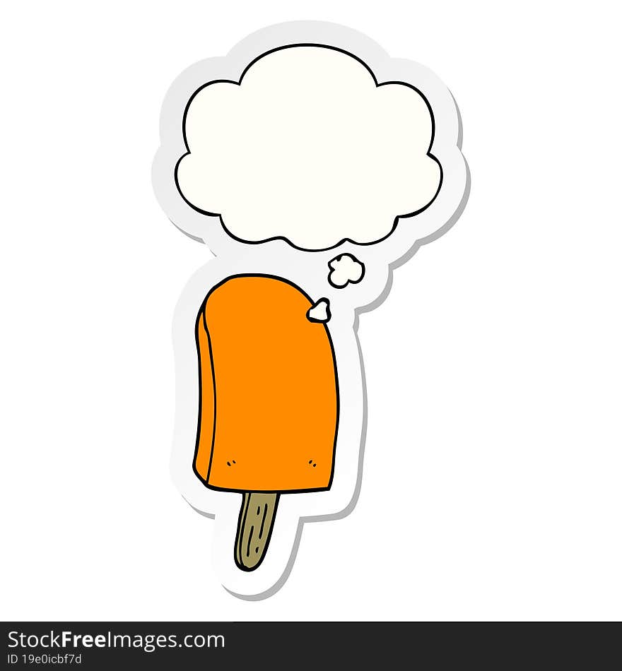 Cartoon Ice Lolly And Thought Bubble As A Printed Sticker