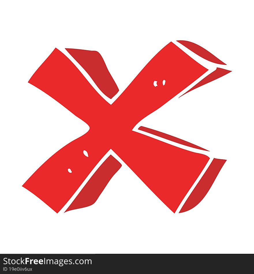 Flat Color Illustration Of A Cartoon Negative X Symbol