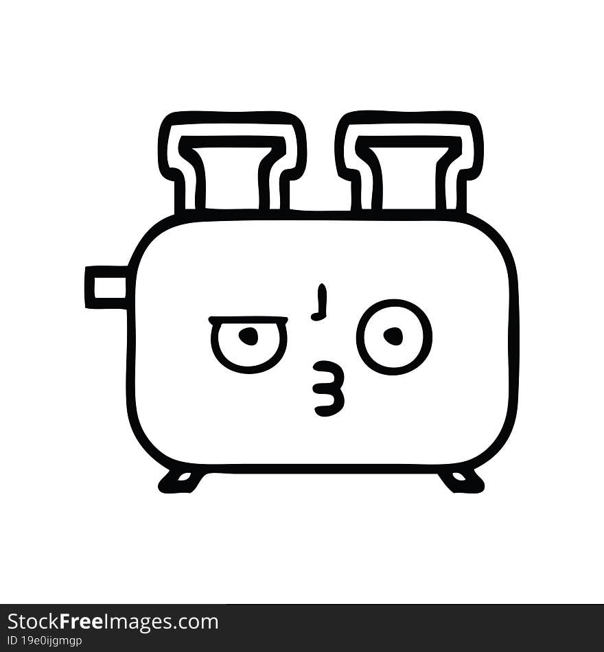 line drawing cartoon of a of a toaster