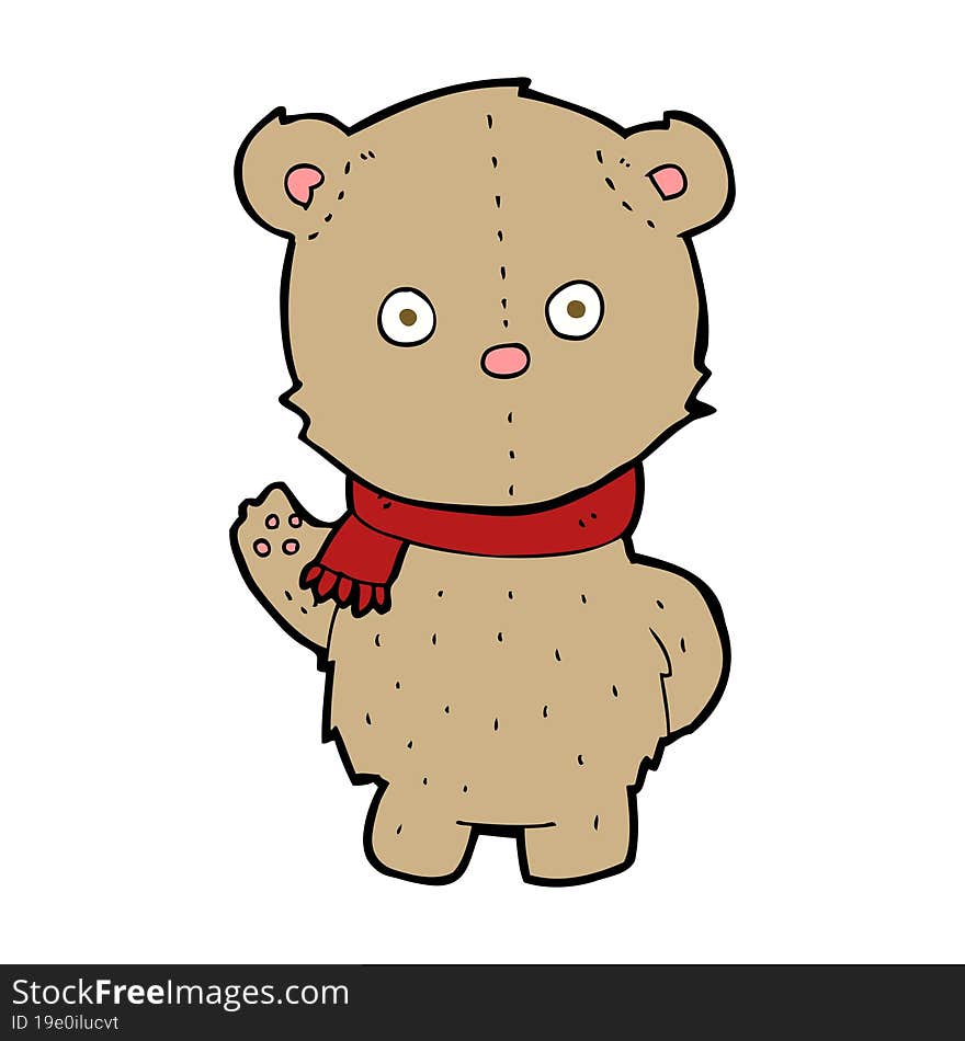 cartoon teddy bear wearing scarf