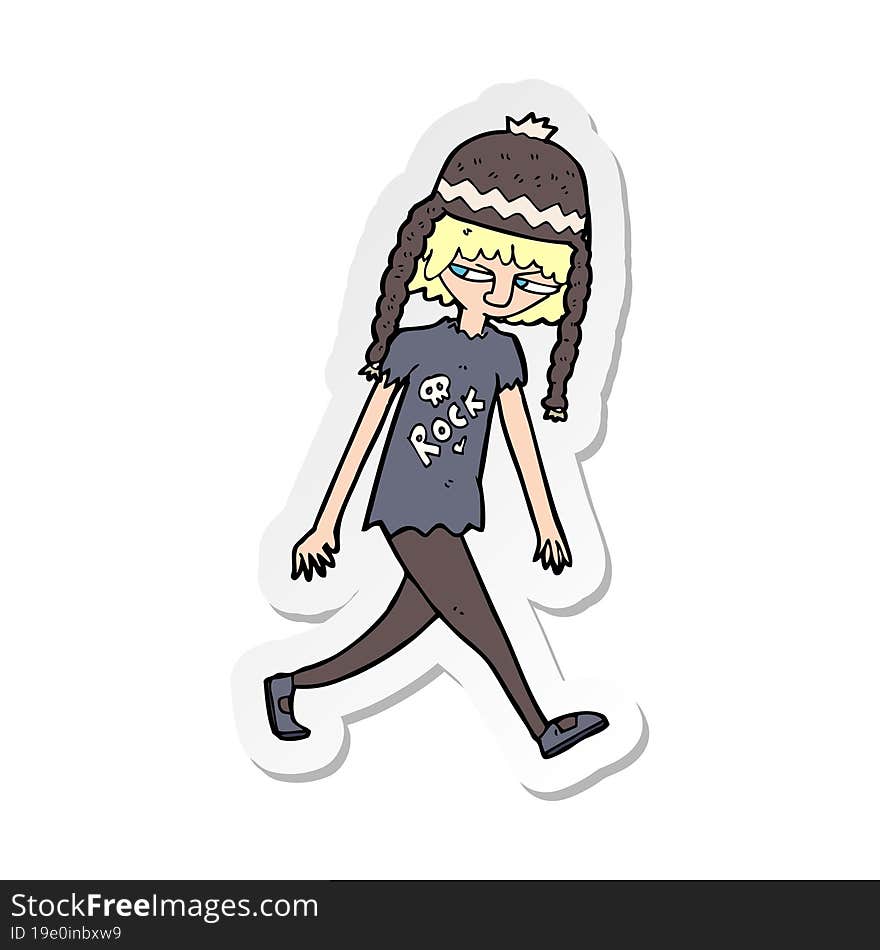 Sticker Of A Cartoon Sullen Teenager