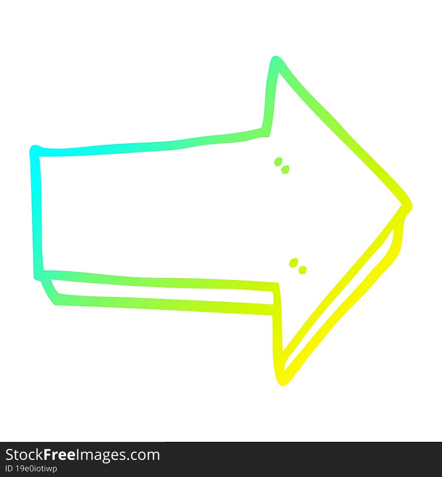 cold gradient line drawing cartoon arrow