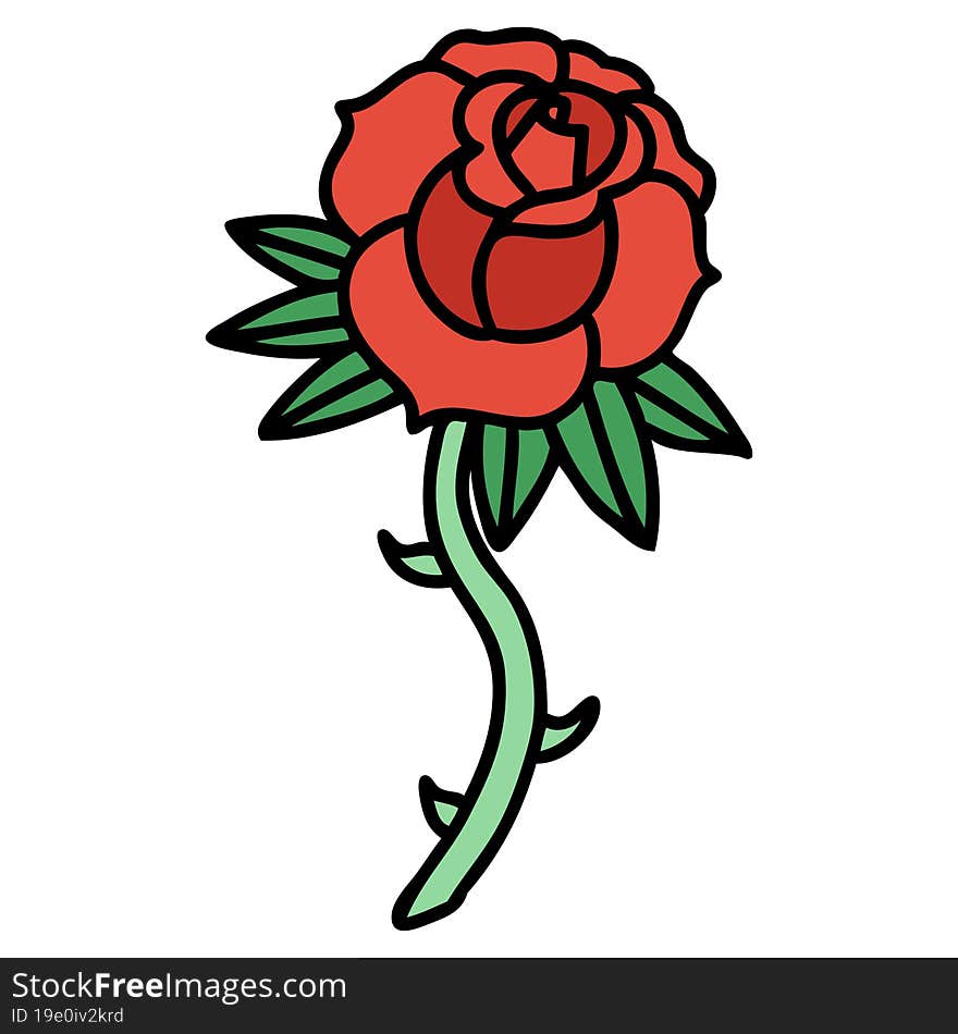 tattoo in traditional style of a rose. tattoo in traditional style of a rose