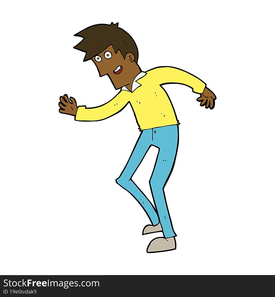 cartoon happy man dancing