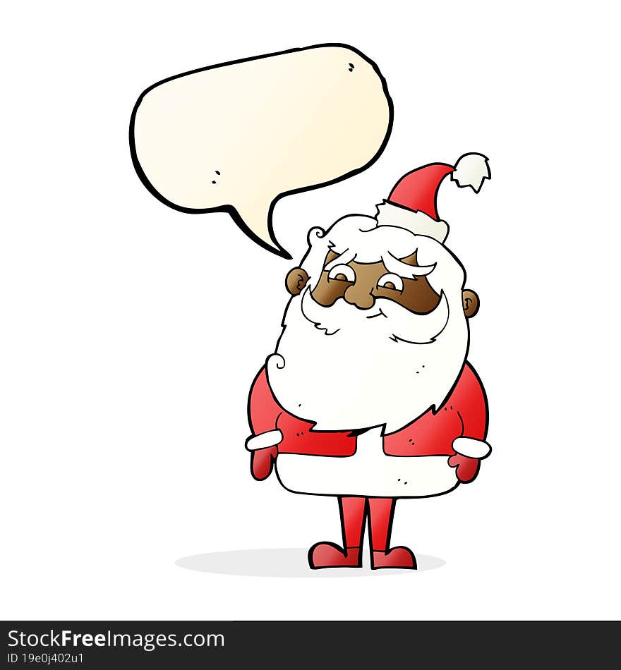 cartoon santa claus with speech bubble