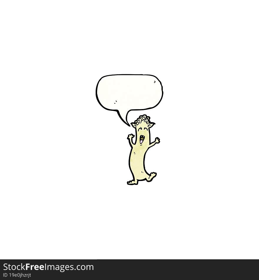 cartoon little imp with speech bubble