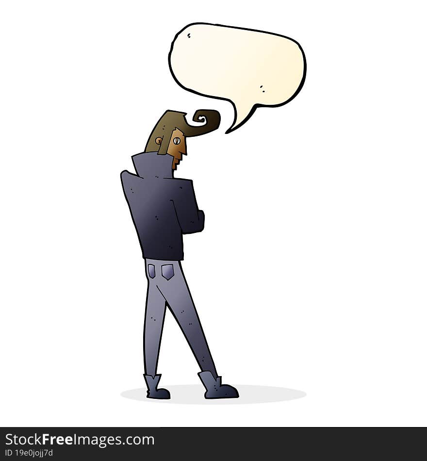 cartoon cool guy with speech bubble