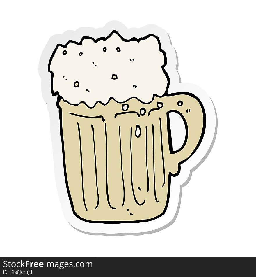 sticker of a cartoon mug of beer