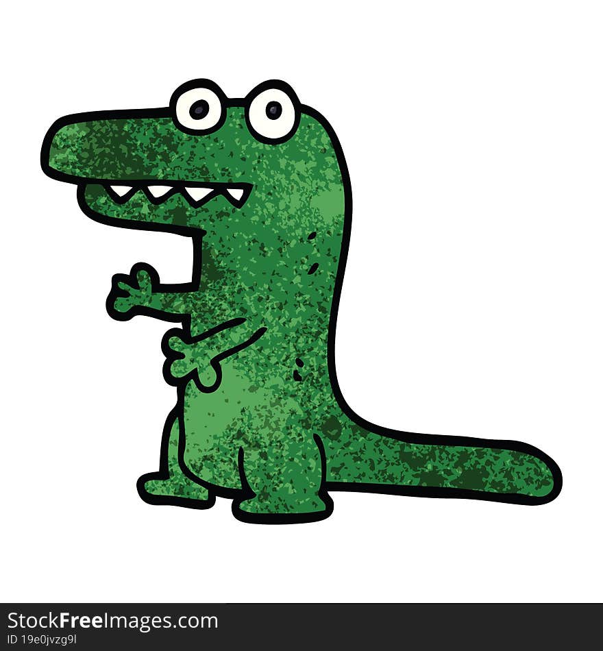 Cartoon Doodle Crazy Alligator