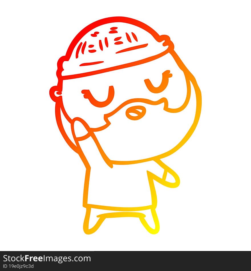 warm gradient line drawing cute cartoon man with beard