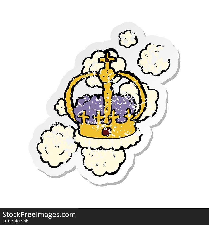 retro distressed sticker of a cartoon crown