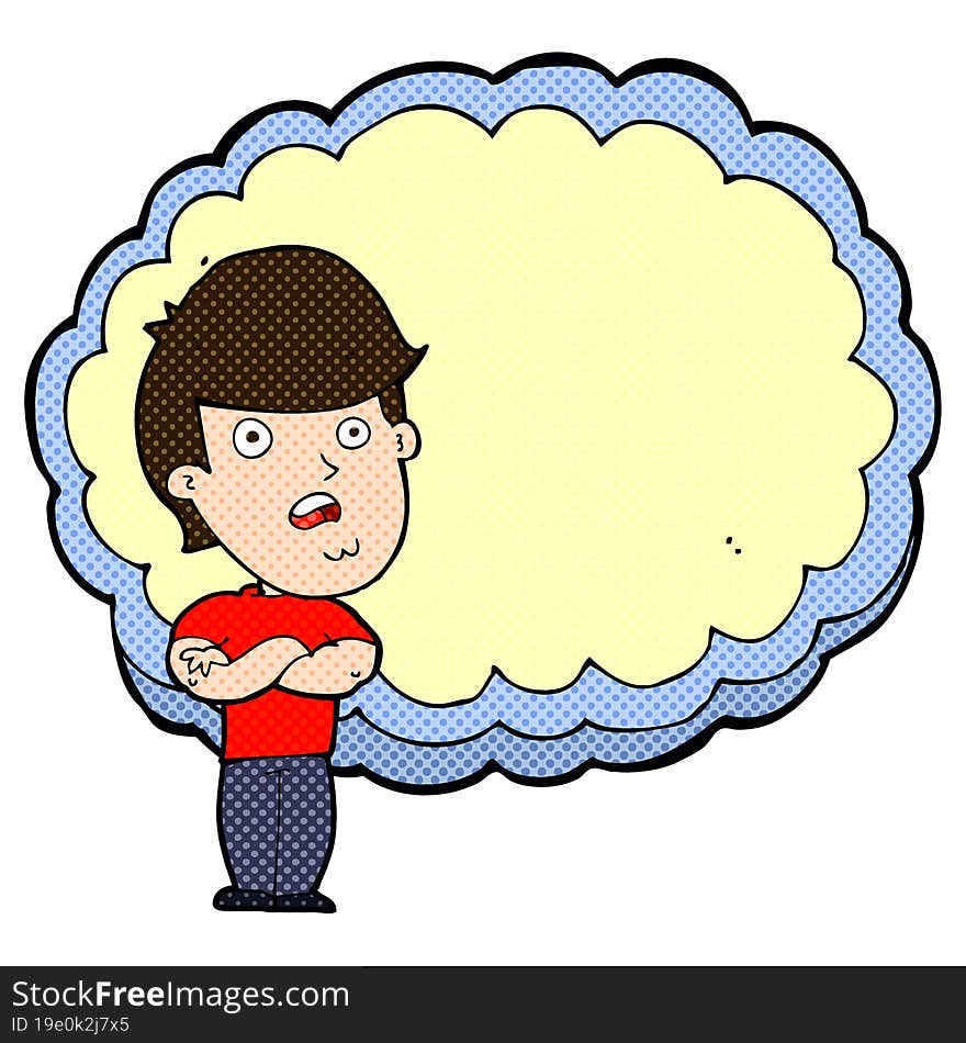 cartoon man with text space cloud