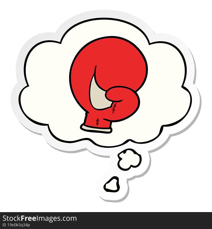 boxing glove cartoon  and thought bubble as a printed sticker