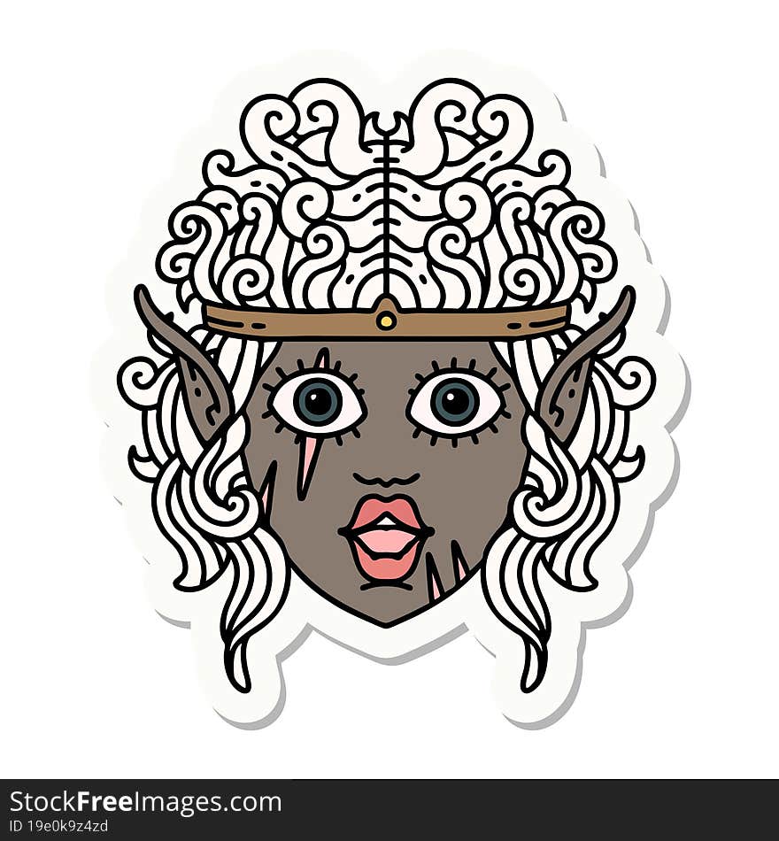 Elf Barbarian Character Face Sticker