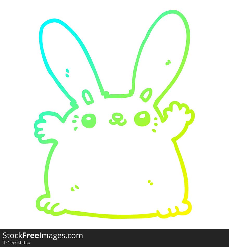 Cold Gradient Line Drawing Cartoon Rabbit