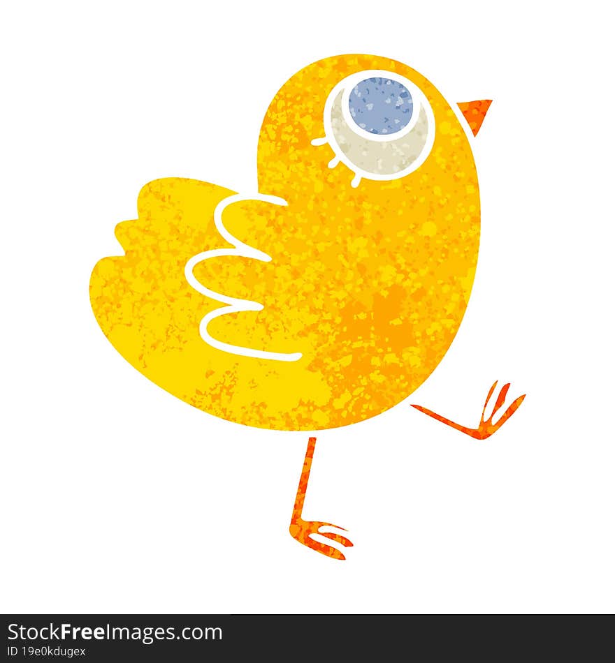 quirky retro illustration style cartoon yellow bird